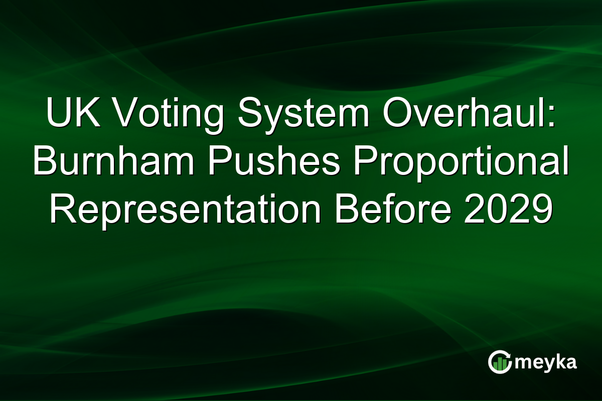 UK Voting System Overhaul: Burnham Pushes Proportional Representation Before 2029