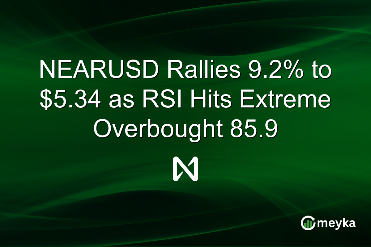 NEARUSD Rallies 9.2% to $5.34 as RSI Hits Extreme Overbought 85.9