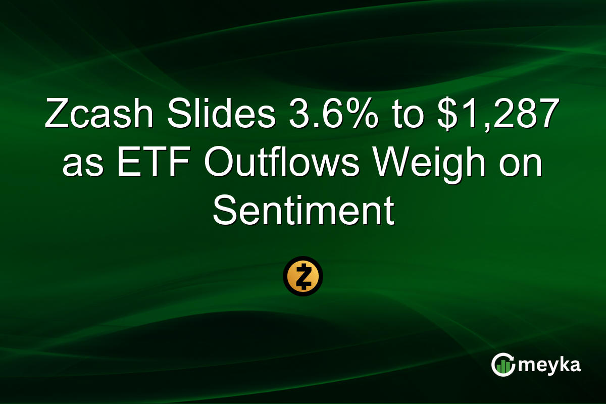 Zcash Slides 3.6% to $1,287 as ETF Outflows Weigh on Sentiment